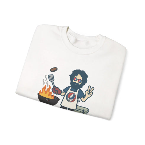Grateful Dead - Grillin' Jerry | Life is dead. Crewneck Sweatshirt - StealieShop